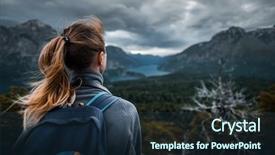  Presentation with bad weather - Colorful presentation theme enhanced with mountains view during bad weather backdrop and a ocean colored foreground