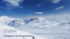  Presentation with alps - Beautiful PPT theme featuring mountains-with-snow-in-winter backdrop and a sky blue colored foreground
