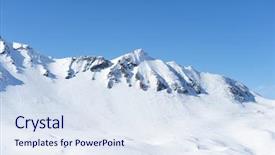  Presentation with ice mountain - Presentation theme featuring mountains with snow in winter background and a sky blue colored foreground