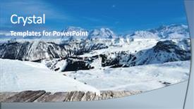 Presentation with winter in the swiss alps - PPT theme enhanced with mountains with snow in winter background and a teal colored foreground