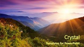  Presentation with summer sun - Audience pleasing PPT theme consisting of mountains with the sun backdrop and a tawny brown colored foreground