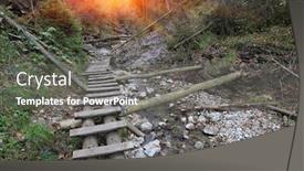  Presentation with pathway - Amazing PPT layouts having mountan-pathway-with-wooden-stairs backdrop and a gray colored foreground