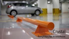  Presentation with wheel - Cool new PPT theme with mounted orange metal wheel stopper backdrop and a red colored foreground