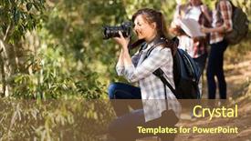  Presentation with take a trip - Presentation enhanced with mountian - beautiful woman taking photos background and a tawny brown colored foreground
