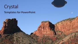  Presentation with sky blue - Colorful presentation theme enhanced with mountian - silver metalic looking ufo hovers backdrop and a light blue colored foreground