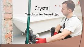  Presentation with plumber - PPT layouts with mounting bath with laser level background and a lemonade colored foreground