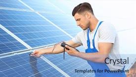  Presentation with multimeter - PPT layouts enhanced with solar panels by using multimeter background and a light blue colored foreground