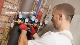  Presentation with water meter - Beautiful slide deck featuring mounting water equipment - meter backdrop and a coral colored foreground