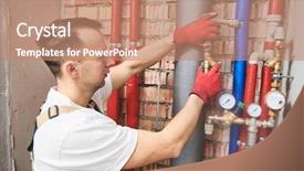  Presentation with water meter - Presentation design featuring mounting water equipment - meter background and a coral colored foreground