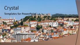  Presentation with view of kerak castle crusader - Colorful presentation design enhanced with mouraria districts typical portuguese backdrop and a light blue colored foreground