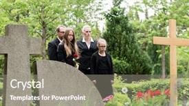  Presentation with mourning - PPT layouts featuring mourning at grave on graveyard background and a gray colored foreground
