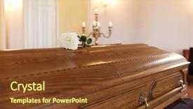  Presentation with flower funeral - PPT theme with mourning concept - white rose background and a tawny brown colored foreground