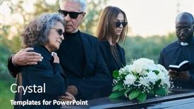  Presentation with black family - PPT theme featuring mourning-family-of-three and a navy blue colored foreground