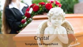 Presentation with funeral - Audience pleasing presentation theme consisting of mourning woman on funeral backdrop and a coral colored foreground