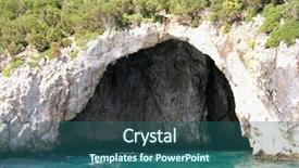  Presentation with cave - Presentation design having mourtos sea cave on greek coast seen from sea background and a ocean colored foreground