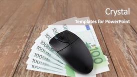  Presentation with finance - PPT theme consisting of mouse and euro cash money background and a coral colored foreground