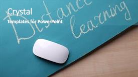  Presentation with distance learning - Audience pleasing presentation theme consisting of mouse and inscription distance learning backdrop and a teal colored foreground