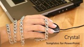  Presentation with addiction - Colorful slide deck enhanced with mouse and woman hand - addiction backdrop and a yellow colored foreground