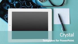  Presentation with medical brain - PPT theme having mouse brain - medical tablet with screen empty background and a seafoam green colored foreground