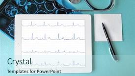  Presentation with blue brain - Presentation theme enhanced with mouse brain - medical tablet with stethoscope background and a cool aqua colored foreground