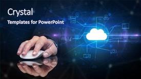  Presentation with cloud technology - PPT layouts with mouse in a dark environment background and a navy blue colored foreground