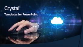  Presentation with cloud technology - PPT theme having mouse in a dark environment background and a navy blue colored foreground