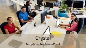  Presentation with african american in computer business - Audience pleasing PPT layouts consisting of mouse race - casual business people working backdrop and a  colored foreground