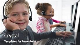  Presentation with executive - Beautiful slides featuring mouse race - portrait of a boy backdrop and a dark gray colored foreground