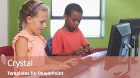  Presentation with school kids - Cool new PPT theme with mouse race - school kids using computer backdrop and a coral colored foreground