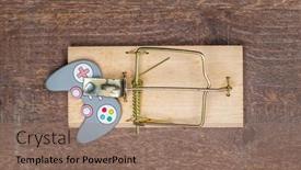  Presentation with gambling addiction - PPT theme with mousetrap-with-gamepad-gambling-addiction background and a  colored foreground