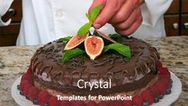  Presentation with cake - Beautiful presentation design featuring mousse-cake-decorated-beautifully backdrop and a  colored foreground