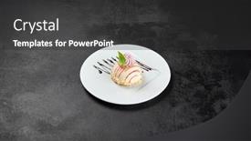  Presentation with confectionery - Presentation theme enhanced with mousse-cake-with-berries-taste background and a dark gray colored foreground