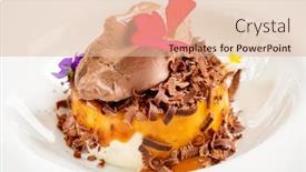  Presentation with chocolate dessert - PPT theme with mousse-dessert-with-chocolate-ice background and a lemonade colored foreground