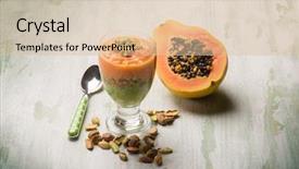  Presentation with nut - Theme with mousse with papaya and pistachio background and a lemonade colored foreground