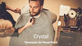  Presentation with barber shop - Presentation theme consisting of moustache grooming in barber shop background and a coral colored foreground