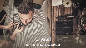  Presentation with barber shop - Presentation theme consisting of moustache grooming in barber shop background and a gray colored foreground