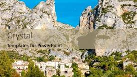  Presentation with france - Amazing PPT theme having moustiers-sainte-marie-alpes-de backdrop and a coral colored foreground