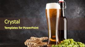  Presentation with beer - Slide deck having mout - beer glass on dark background background and a tawny brown colored foreground