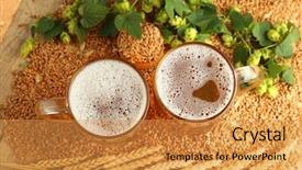  Presentation with craft beer ingredients for malting - Cool new presentation with glasses with fresh beer backdrop and a gold colored foreground