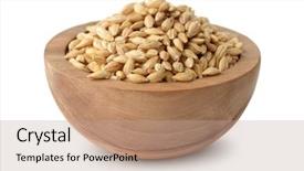  Presentation with grains - Beautiful PPT layouts featuring mout - wooden bowl of barley grains backdrop and a coral colored foreground