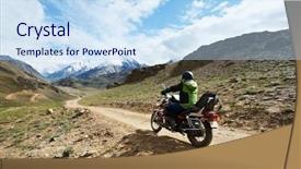  Presentation with motorbike - Audience pleasing presentation consisting of india - motorbike tourism traveller at motorcycle backdrop and a sky blue colored foreground