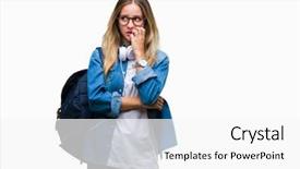 Presentation with young college student diagnosis of sti - Colorful presentation theme enhanced with mouth biting nails anxiety problem backdrop and a white colored foreground