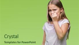  Presentation with child anxiety - PPT theme featuring mouth biting nails anxiety background and a mint green colored foreground