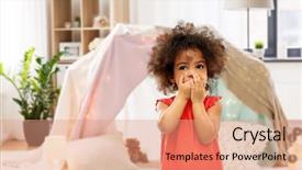  Presentation with teepee - Cool new slide set with mouth by hands over kids backdrop and a coral colored foreground
