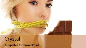  Presentation with mouth - Presentation theme enhanced with mouth holding bar of chocolate background and a gold colored foreground