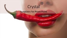  Presentation with lips mouth - PPT theme enhanced with mouth holding red hot chili background and a coral colored foreground