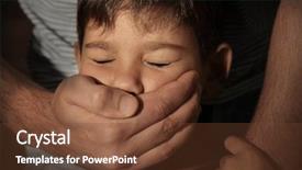  Presentation with children abuse - PPT theme consisting of mouth of little boy abuse background and a tawny brown colored foreground