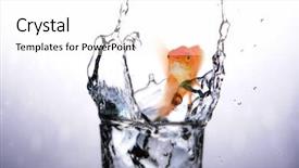 Presentation with goldfish - Amazing presentation theme having mouth open of goldfish while swimming against close-up of water splashing in glass 3d backdrop and a white colored foreground