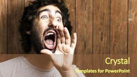  Presentation with mouth - Slide deck with mouth shout - portrait of a young man background and a tawny brown colored foreground