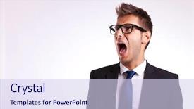  Presentation with student - Theme having mouth shout - young business man or student background and a  colored foreground